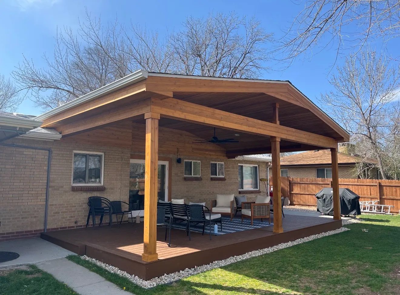 Roof cover and deck with outdoor kitchen in Wheat Ridge Colorado