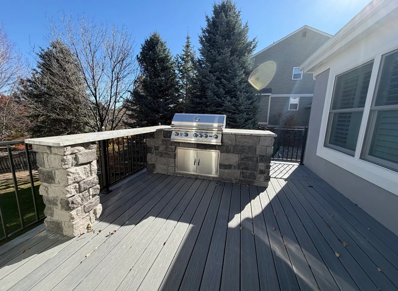 Composite grilling deck with built-in grill area in Aurora Colorado